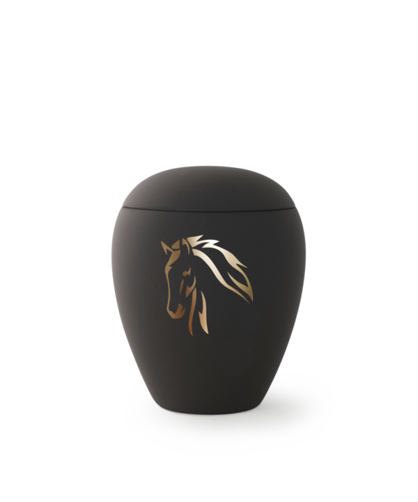 Paarden urne met silhouette 2- paardencrematorium chevaline